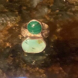 Larimar and malachite sterling silver Ring 🌺